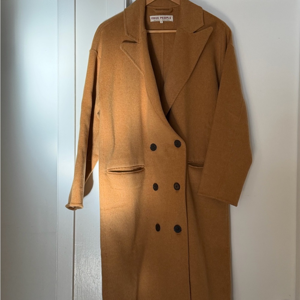 Free People Oversized Wool Blend Long Coat – XS (Fits Oversized)